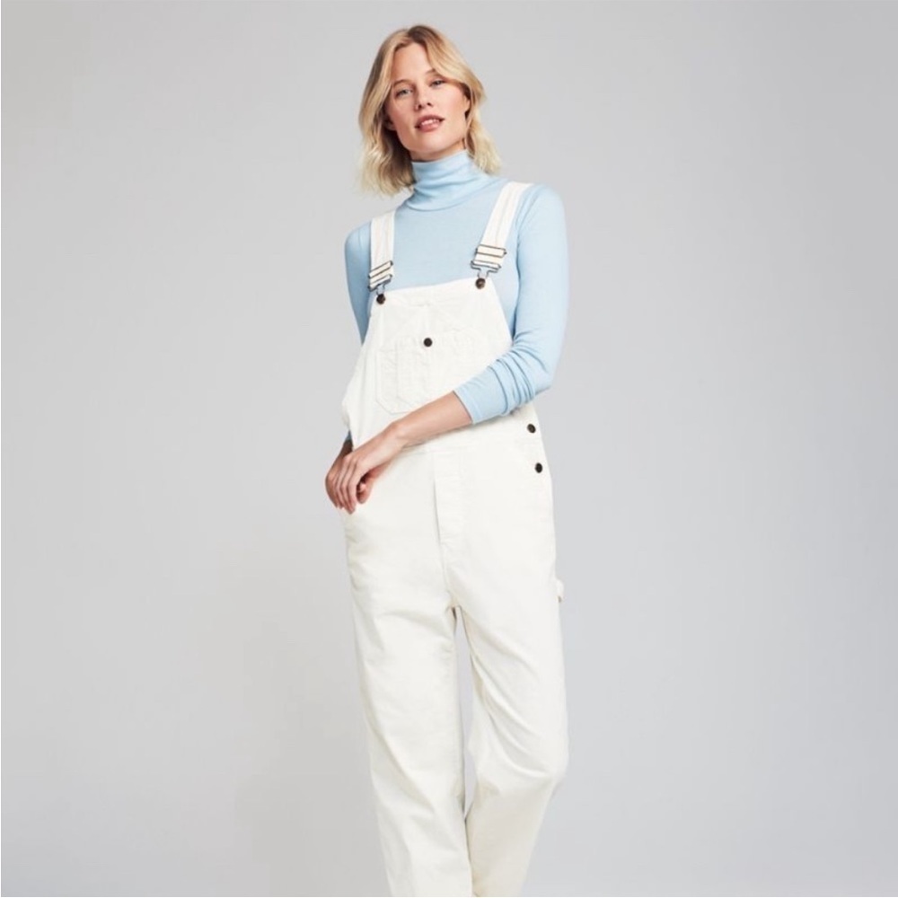 Faherty Brand Organic Cotton Velvet Mechanic Overalls - Egret White XL